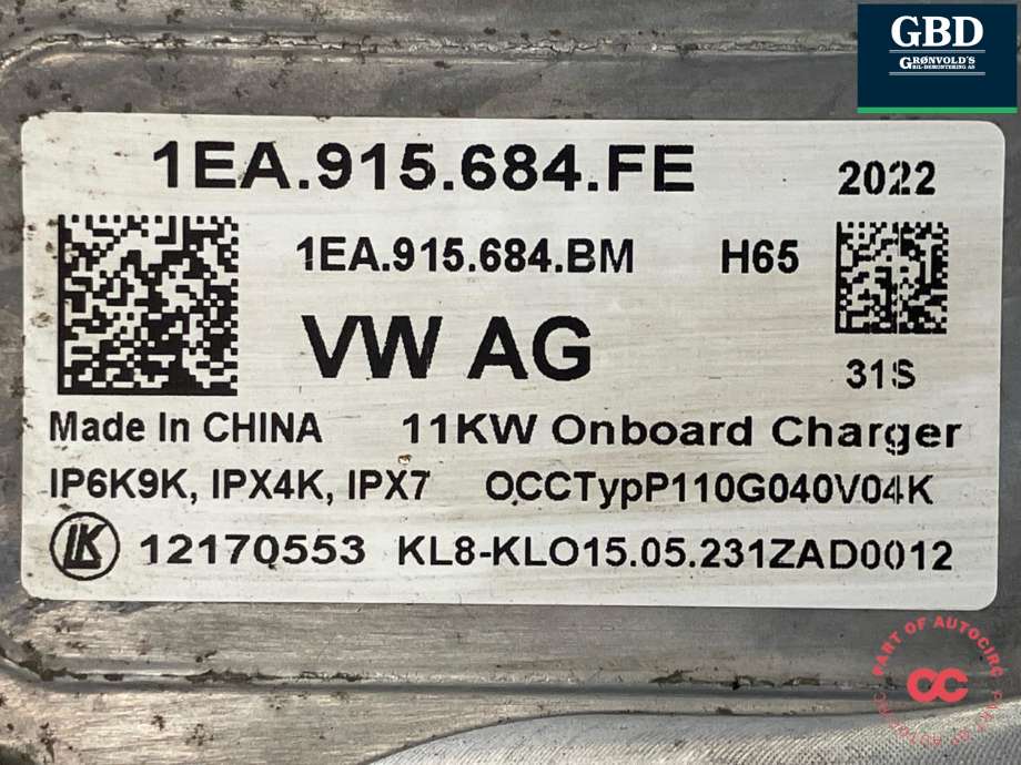Batterilader (OBC - On Board Charger) til Škoda Enyaq 2021-->>  (1EA 915 684 FE|1EA 915 684 BM|12170553)