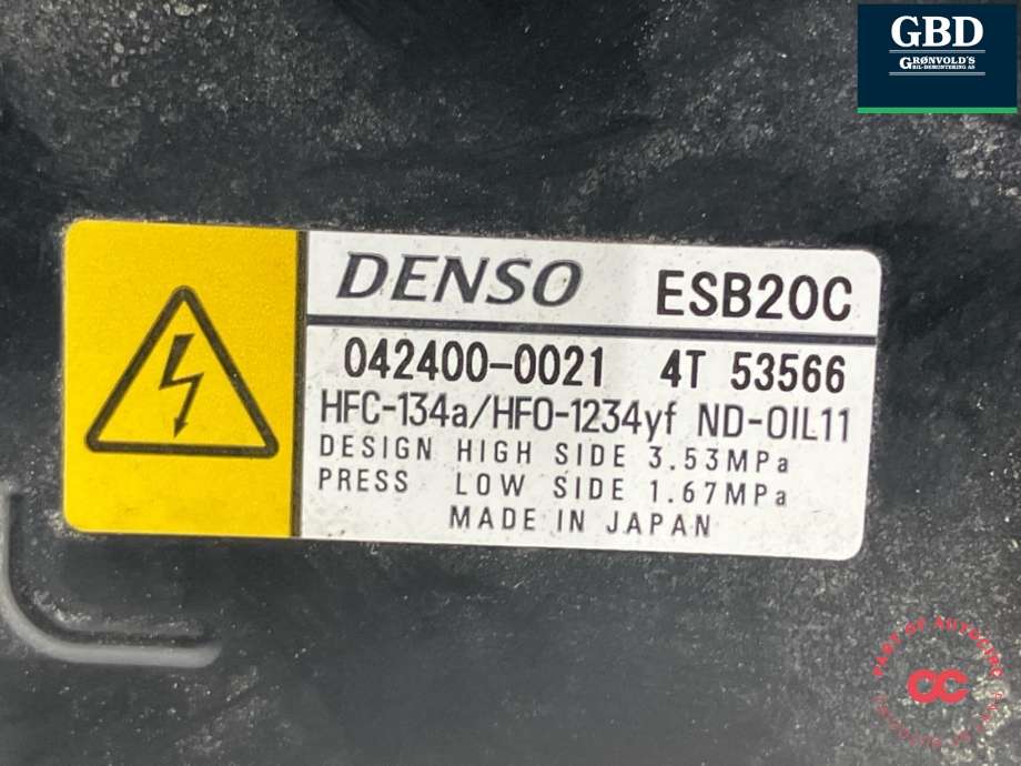 Aircondition kompressor til Toyota Prius 2016-2023 (Type IV) (combi) (combi) (8837047092|8837047090|042400-0021)