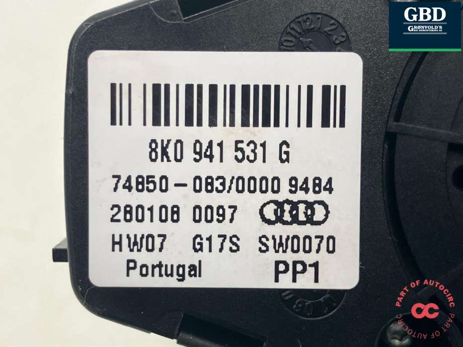 Bryter lys til Audi A4 2007-2014 (Type IV) (B8) (B8) (8K0 941 531 AS|8K0 941 531 AS WEP|8K0 941 531 G| 74850-083/0000 9484)
