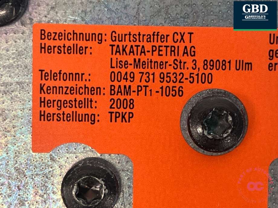 Sikkerhetsbelte foran venstre til Audi A4 2007-2014 (Type IV) (B8) (B8) (8K1 857 705 J|8K1 857 705 AK V04|8K1 857 705 J V04)