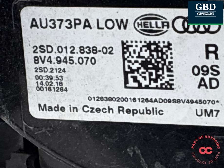 Baklykt høyre ytre til Audi A3 2016-2020 (Type III, Fase 2)  (8V4 945 070|)