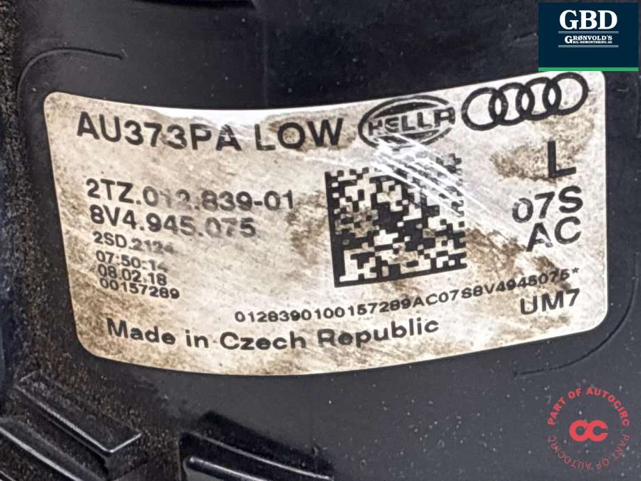 Baklykt venstre indre til Audi A3 2016-2020 (Type III, Fase 2) (8V4 945 075|)