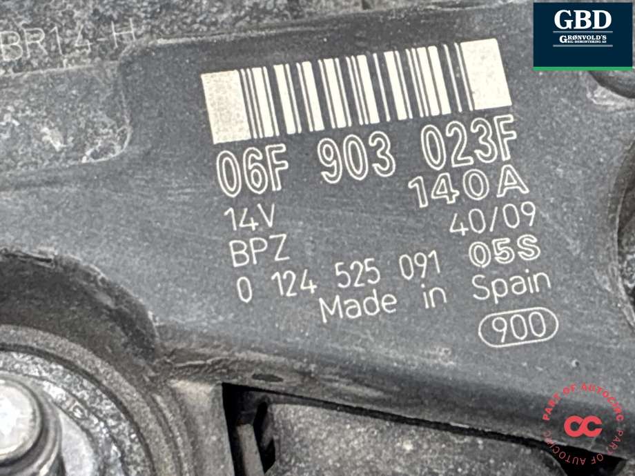Dynamo diesel til Škoda Octavia 2009-2013 (Type II, Fase 2)  (06F 903 023 F|06F 903 023 FX|)