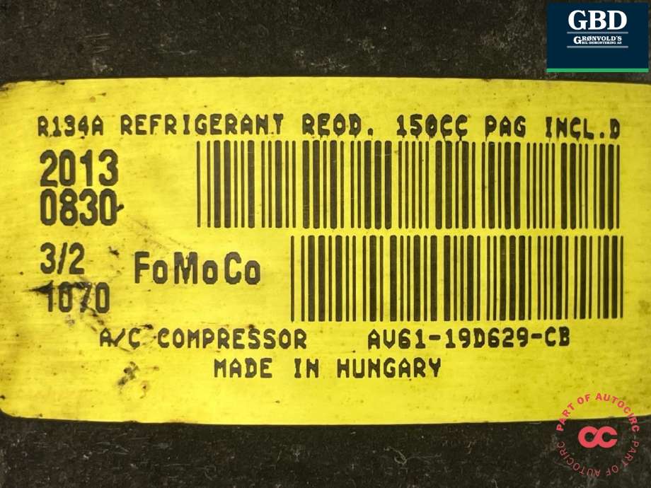 Aircondition kompressor til Ford Mondeo 2011-2014 (Type IV, Fase 2)  (1852376|AV61-19D629-CC|AV61-19D629-CB)