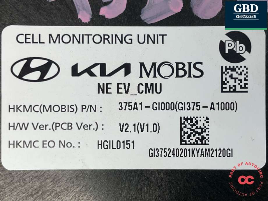 Styreenhet batteri elbil (BMS - Battery Management System) til Kia EV6 2021-->> (375A1-GI000|)