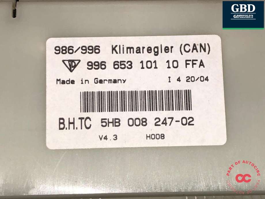 Varmeapparat betjening til Porsche 911 1998-2005 (996) (996) (996 552 233 06|996 613 153 10|996 653 101 10 FFA)