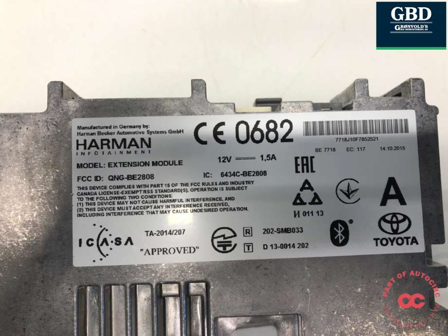 Bilstereo navigasjon til Toyota Auris 2015-2019 (Type II, Fase 2)  (8614002400|8614002400EX| QNG-BE2808|6434C-BE2808)