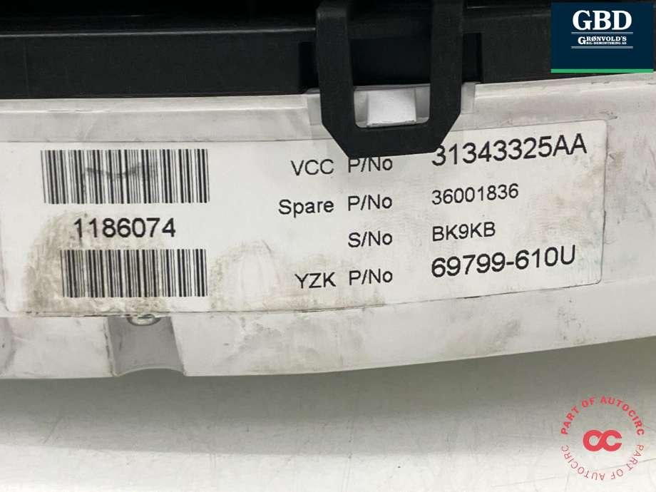Instrumentpanel til Volvo V70 2007-2013 (Type III, Fase 1) (36001836|31343325AA|)