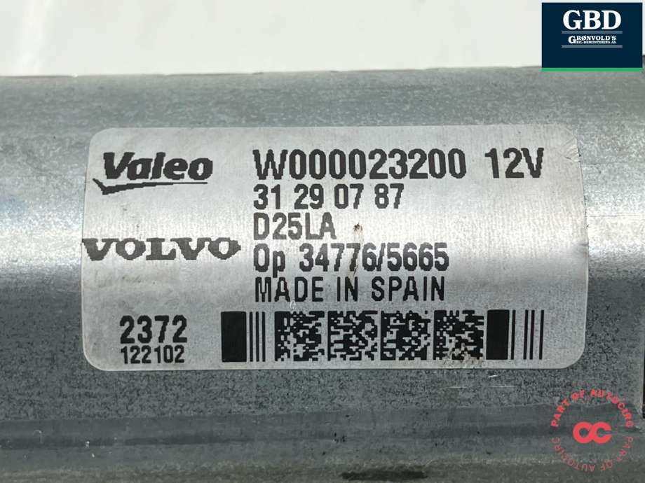 Viskermotor bakrute til Volvo V70 2007-2013 (Type III, Fase 1) (31290787|)