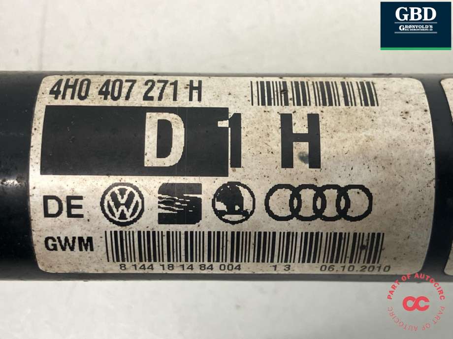 Drivaksel høyre foran, diesel/automat til Audi A8 2010-2013 (Type III, Fase 1) (4G0 407 271 F|)