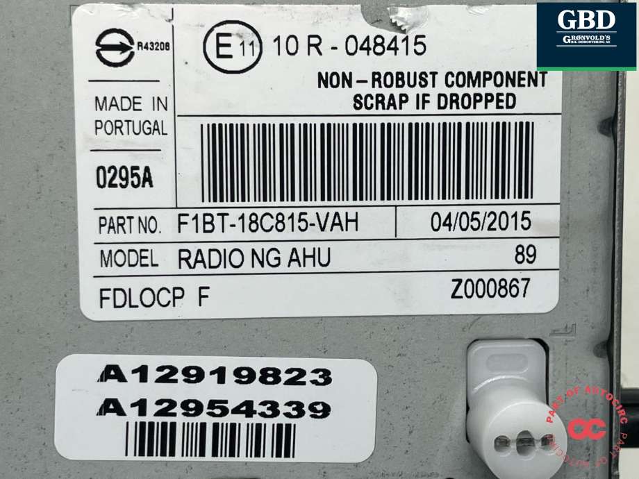 Bilstereo navigasjon spiller til Ford Focus, electric 2012-2018  (2268012|F1BT-18C815-VAP|)