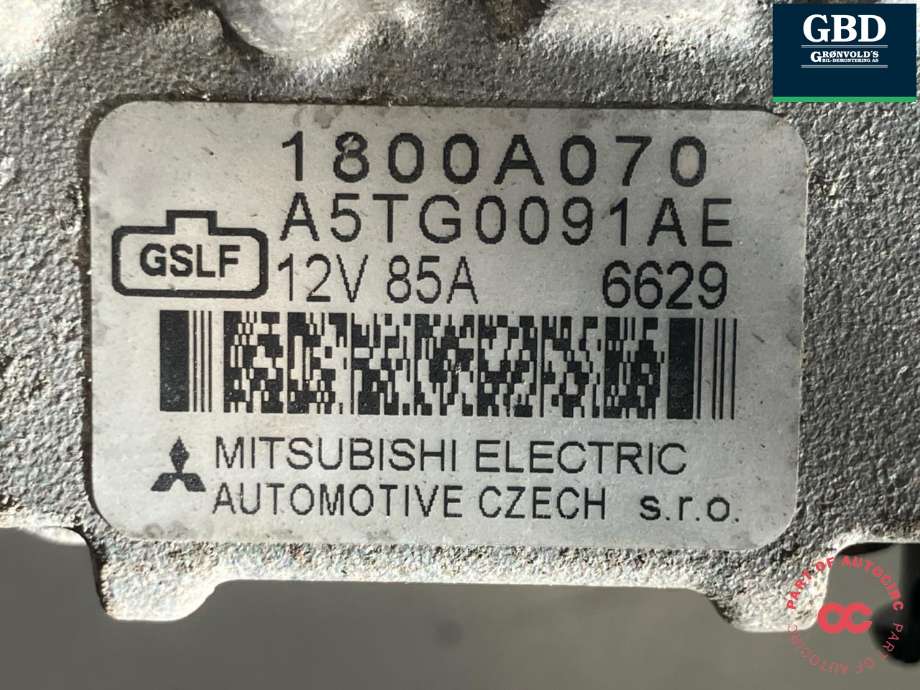 Dynamo til Mitsubishi Colt 2004-2008 (Type VII, Fase 1) (MITSUBISHI|1800A070|A5TG0091AE|)
