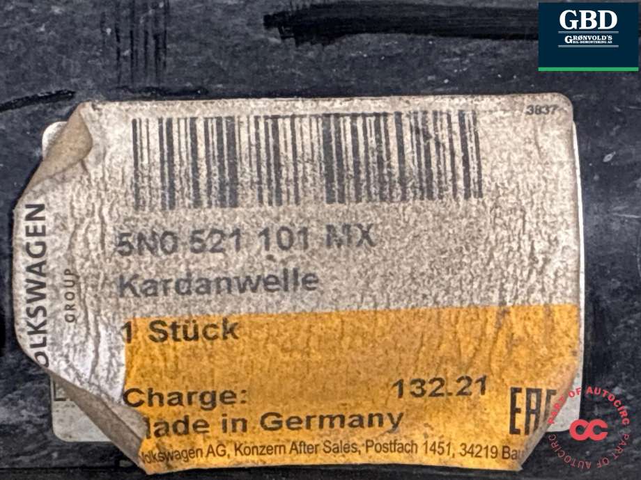 Mellomaksel til VW Tiguan 2011-2016 (Type I, Fase 2)  (5N0 521 101 M|5N0 521 101 MX|)