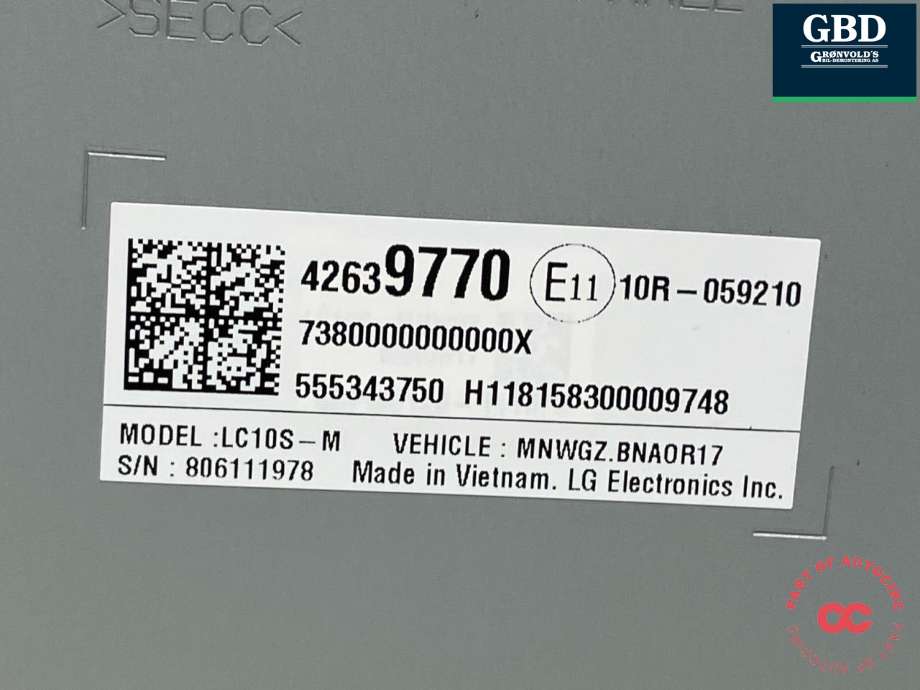 Bilstereo navigasjon skjerm til Opel Ampera-e 2017-->> (Type II)  (42639770|)
