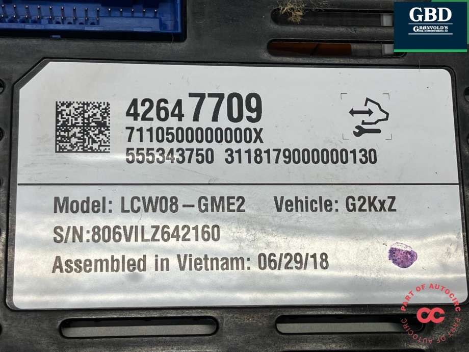 Instrumentpanel til Opel Ampera-e 2017-->> (Type II)  (42697526|42647709|)