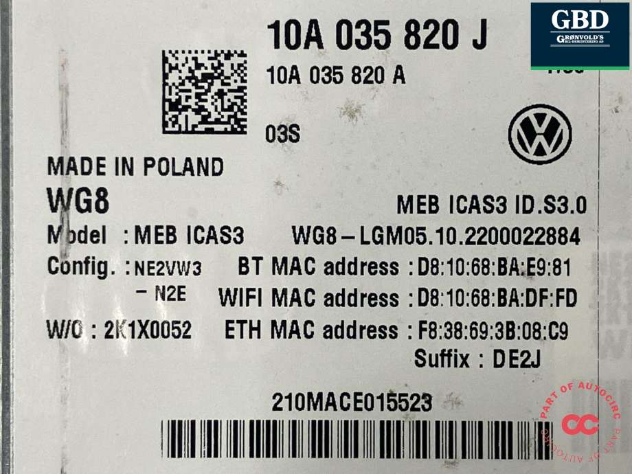 Bilstereo navigasjon til VW ID.BUZZ 2022-->>  (10A 035 820 J|)