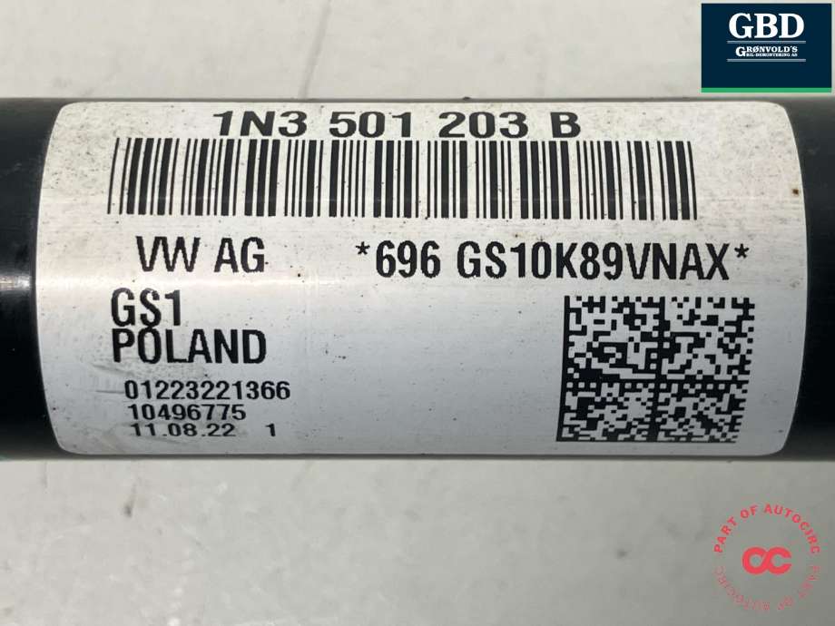 Drivaksel venstre bak, elbil til VW ID.BUZZ 2022-->>  (1N3 501 203 B|)