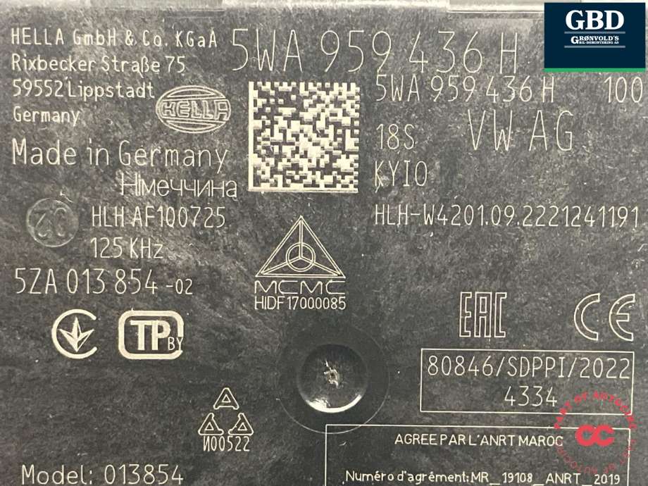 Styreenhet nøkkelfri/keyless til VW ID.BUZZ 2022-->>  (5WA 959 436 H|)