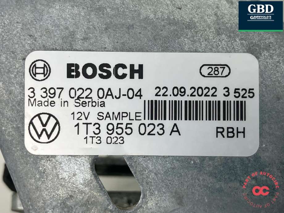 Viskermotor foran venstre til VW ID.BUZZ 2022-->>  (1T3 955 023 A|)