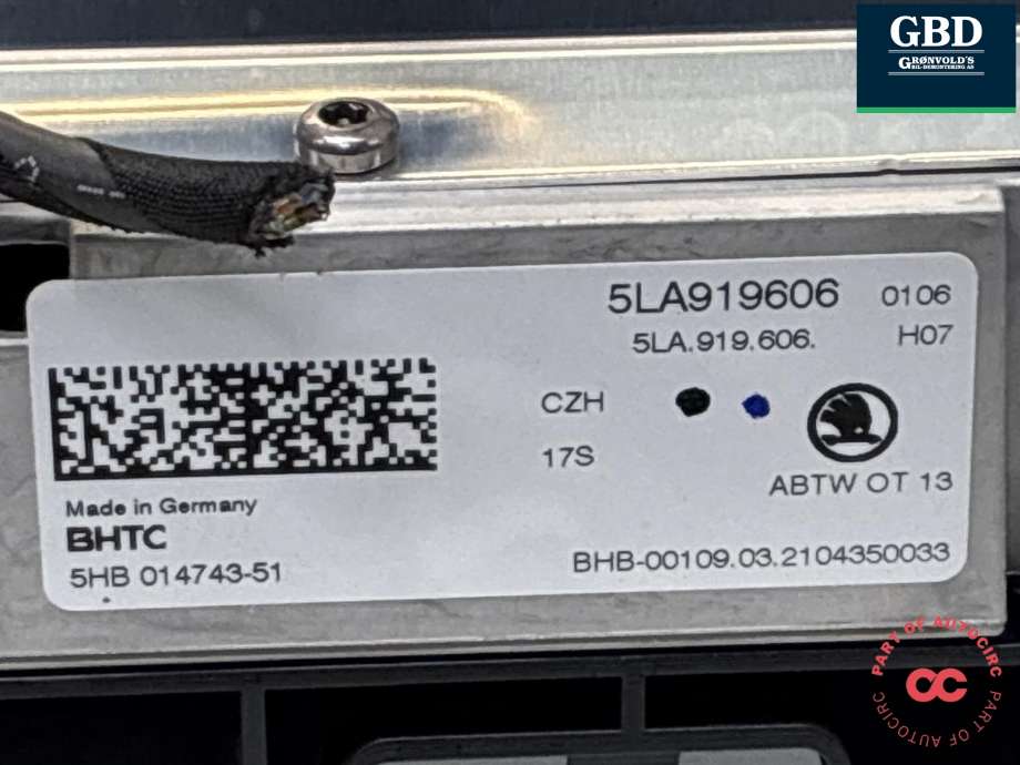 Bilstereo navigasjon skjerm til Škoda Enyaq 2021-->> (5LA 919 606 A CZH|5LA 919 606 CZH|)