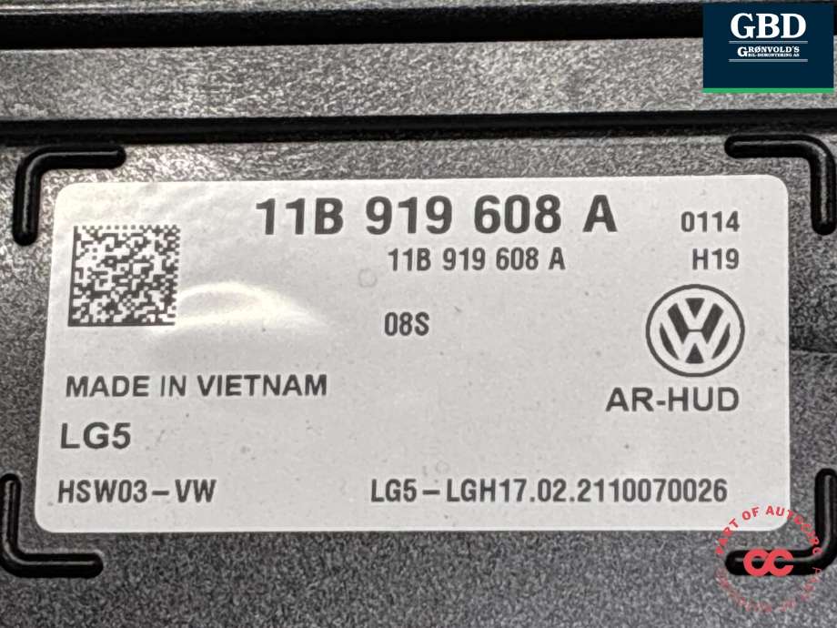 Instrument head-up display (HUD) til Škoda Enyaq 2021-->>  (11B 919 608 D|11B 919 608 C|11B 919 608 A)