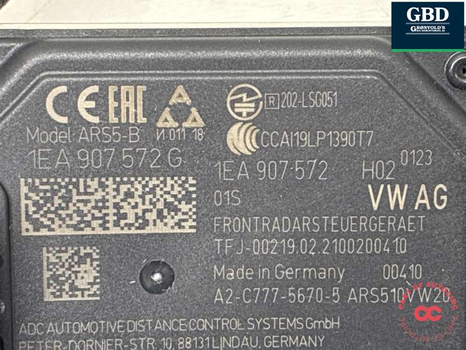 Sensor radar til Škoda Enyaq 2021-->> (1EA 907 572 H|1EA 907 572 G|1EA 907 572)