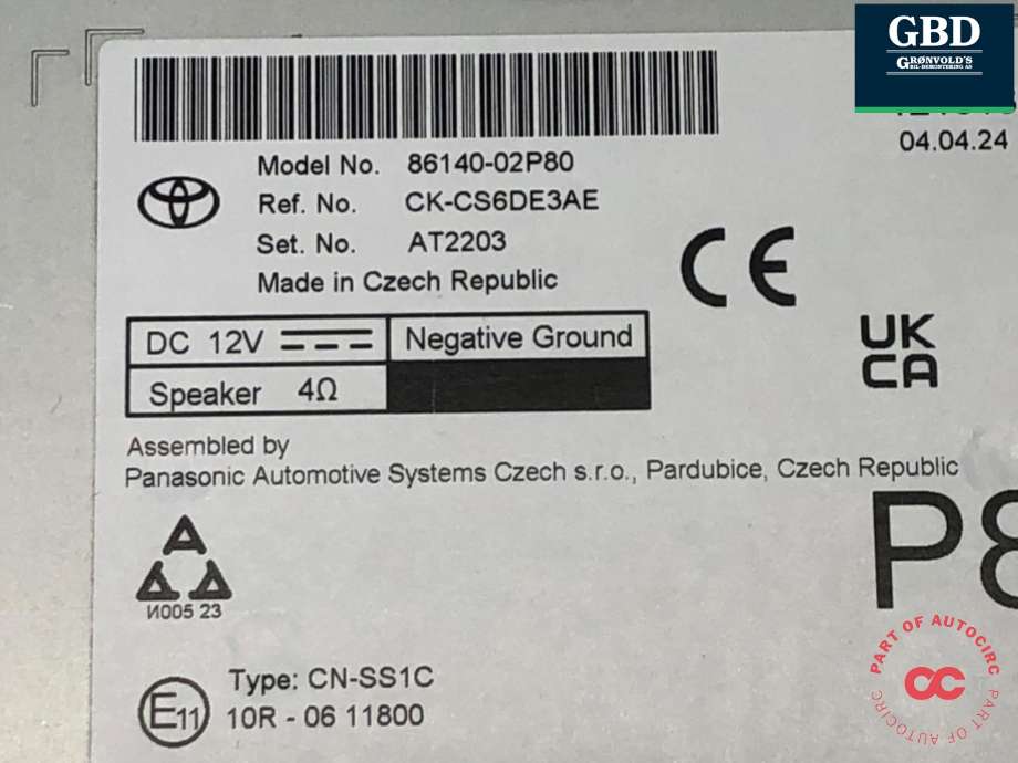 Bilstereo navigasjon til Toyota Corolla 2019-->>  (8614002P81|86140-02P80|)
