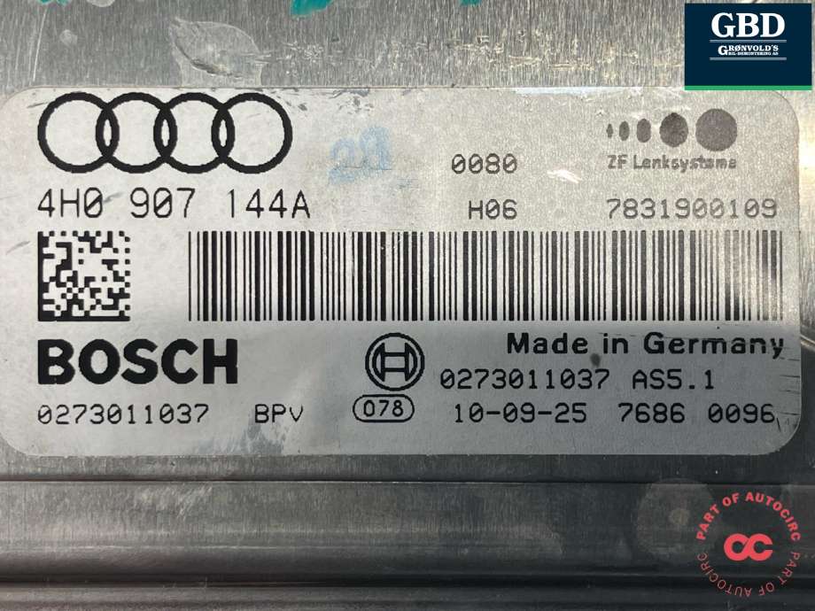 Styreenhet servo til Audi A8 2010-2013 (Type III, Fase 1) (BOSCH|4H0 907 144 C|4H0 907 144 A|0 273 011 037)