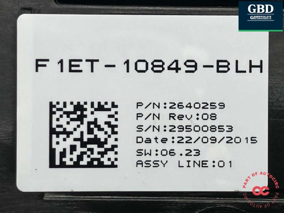 Instrumentpanel til Ford Focus 2014-2018 (Type III, Fase 2) (2303630|F1ET-10849-BLX|F1ET-10849-BLH| 2640259)