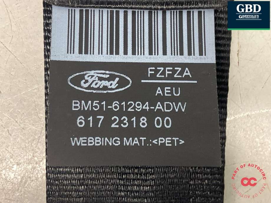 Sikkerhetsbelte foran høyre til Ford Focus 2014-2018 (Type III, Fase 2)  (1839761|BM51-61294-AD3JA6|BM51-61294-ADW| 617232000)