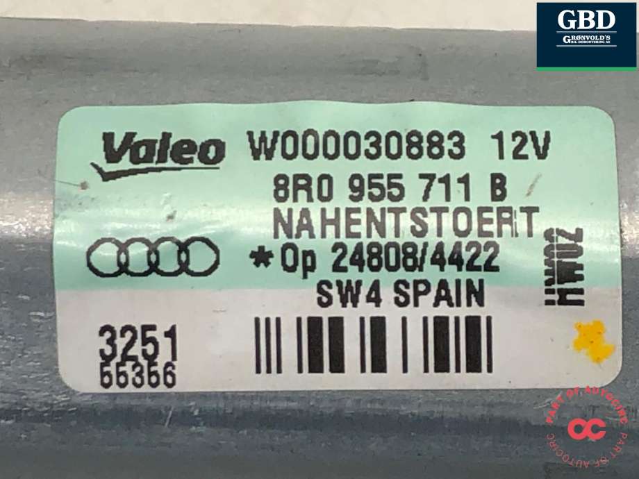 Viskermotor bakrute til Audi Q5 2008-2012 (Type I, Fase 1)  (8R0 955 711 C|8R0 955 711 B|)