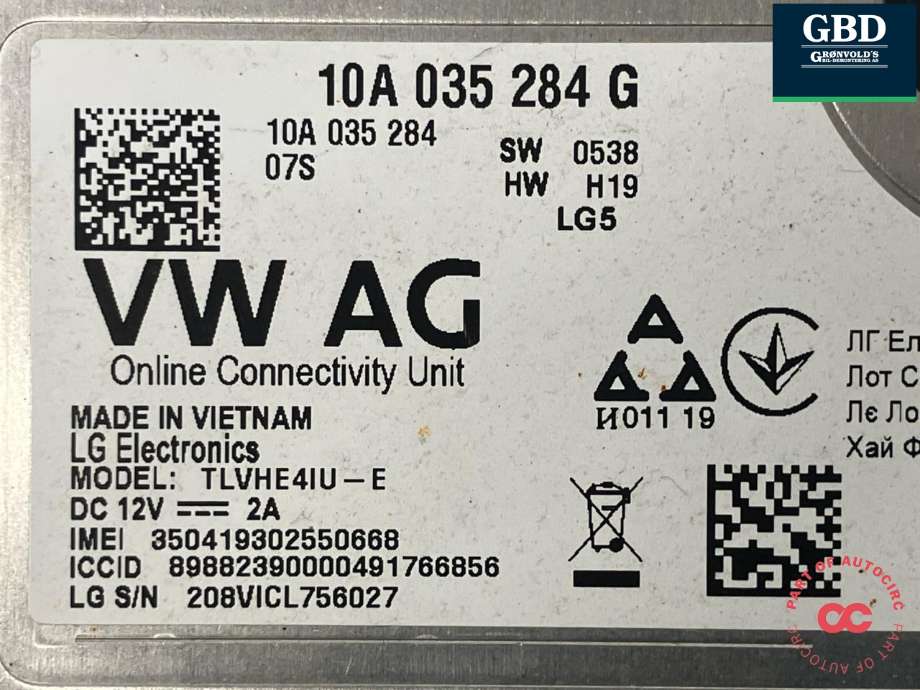 Styreenhet diverse til VW ID.BUZZ 2022-->> (10A 035 284 G|)