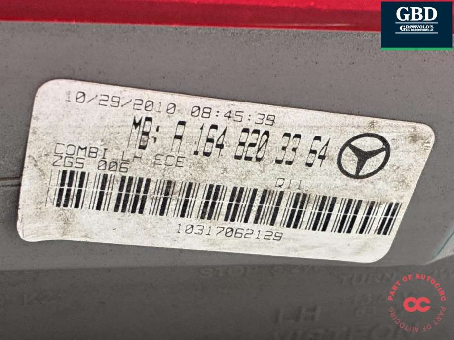 Baklykt venstre til Mercedes GL 2006-2012 (X164) (X164) (A 164 820 33 64|)
