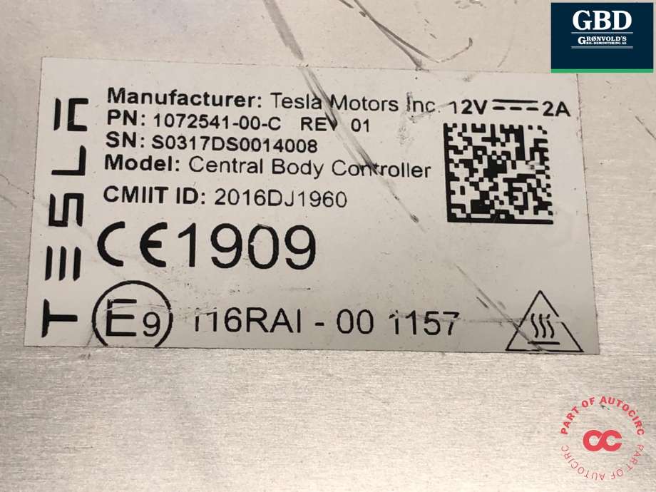 Styreenhet comfort (BCM) til Tesla Model X 2016-->> (1043900-00-E|1043900-10-D|1072541-00-C)