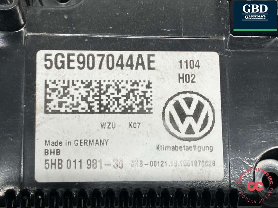 Varmeapparat betjening til VW Golf VII 2012-2017 (Fase 1)  (5GE 907 044 AE WZU|)