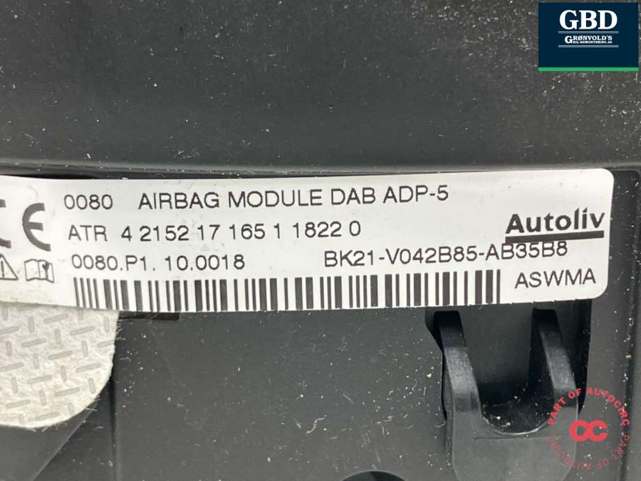 Airbag rattpute til Ford Transit Custom 2013-2023 (Type I)  (1763190|BK21-V042B85-AB35B8|)