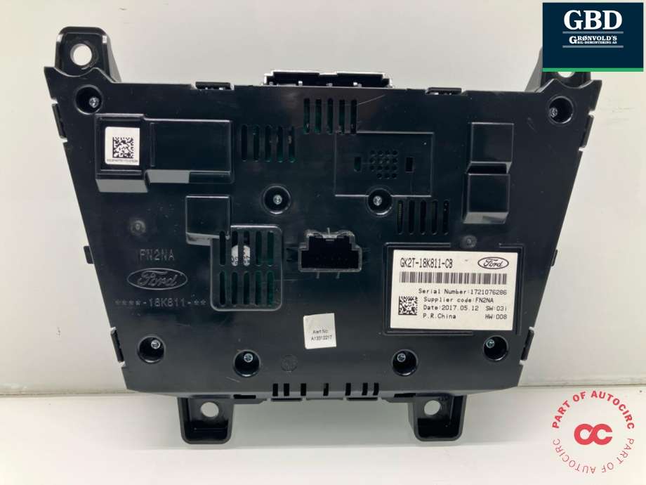 Bilstereo betjeningspanel til Ford Transit Custom 2013-2023 (Type I)  (2357906|GK2T-18K811-CC|GK2T-18K811-CB)