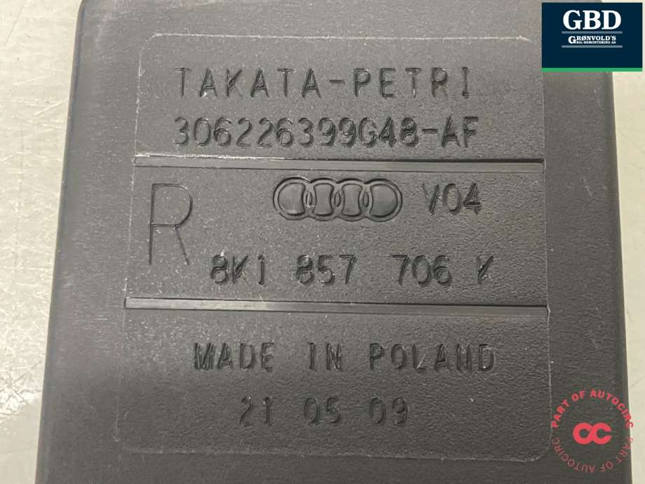 Sikkerhetsbelte foran høyre til Audi A4 2007-2014 (Type IV) (B8) (B8) (8K1 857 706 K|8K1 857 706 K  V04|8K1 857 706 AJ V04)