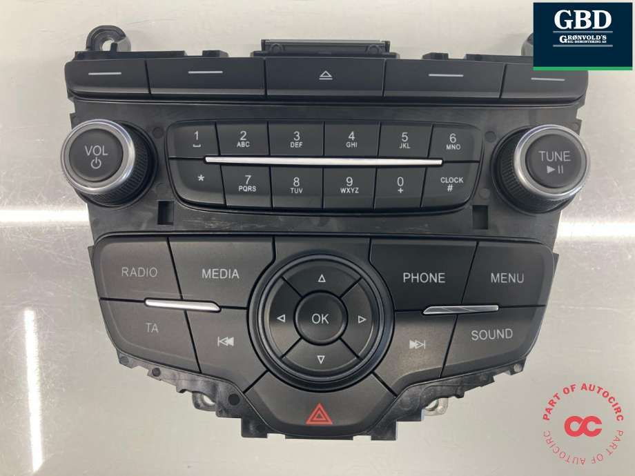 Bilstereo betjeningspanel til Ford Focus 2014-2018 (Type III, Fase 2)  (1924167|F1ET-18K811-BD| 4F571-BB)