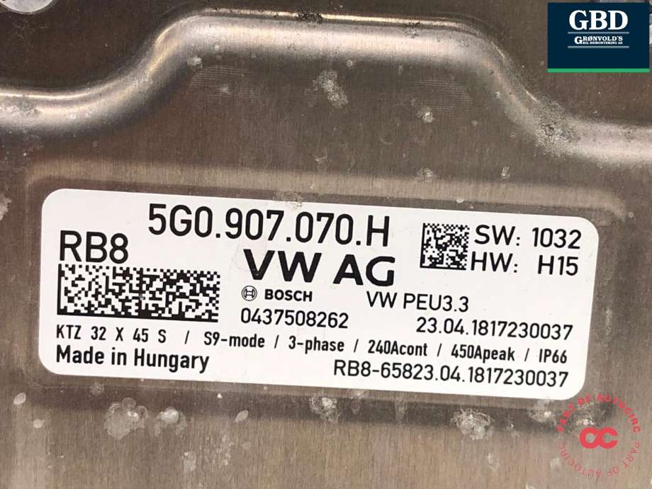 DCDC converter hybrid til Audi A3 2016-2020 (Type III, Fase 2)  (BOSCH|5G0 907 070 H|0 437 508 262|)