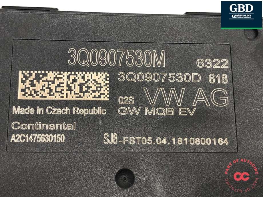 Styreenhet diverse til Audi A3 2016-2020 (Type III, Fase 2)  (3Q0 907 530 M|3Q0 307 530 M|)