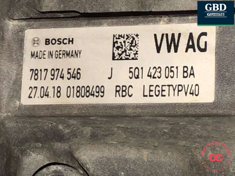 Tannstang elektrisk til Audi A3 2016-2020 (Type III, Fase 2)  (5Q1 423 055 M|5Q1 423 055 G|5Q1 423 055 GX| 7817 974 546)