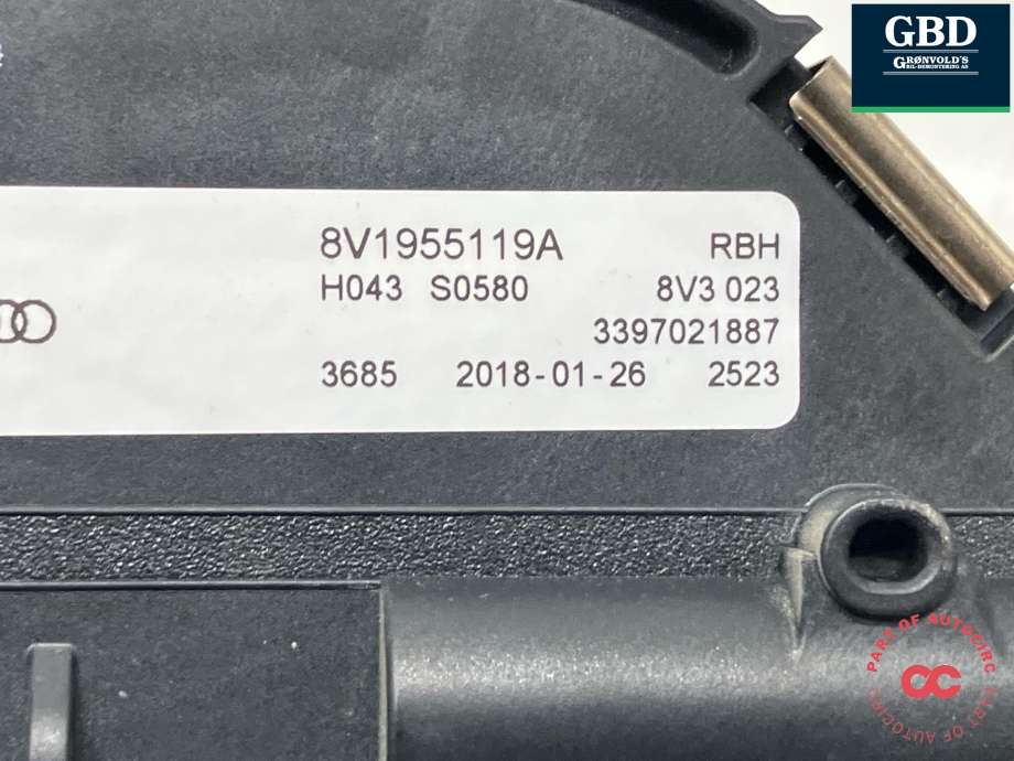 Viskermotor frontrute til Audi A3 2016-2020 (Type III, Fase 2)  (8V1 955 023 D|8V1 955 119 A|)