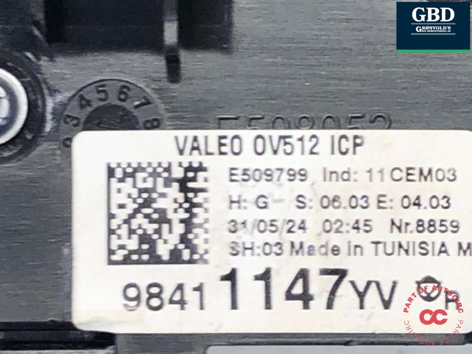 Varmeapparat betjening til Opel Astra L 2022-->>  (98 411 147 YV|)