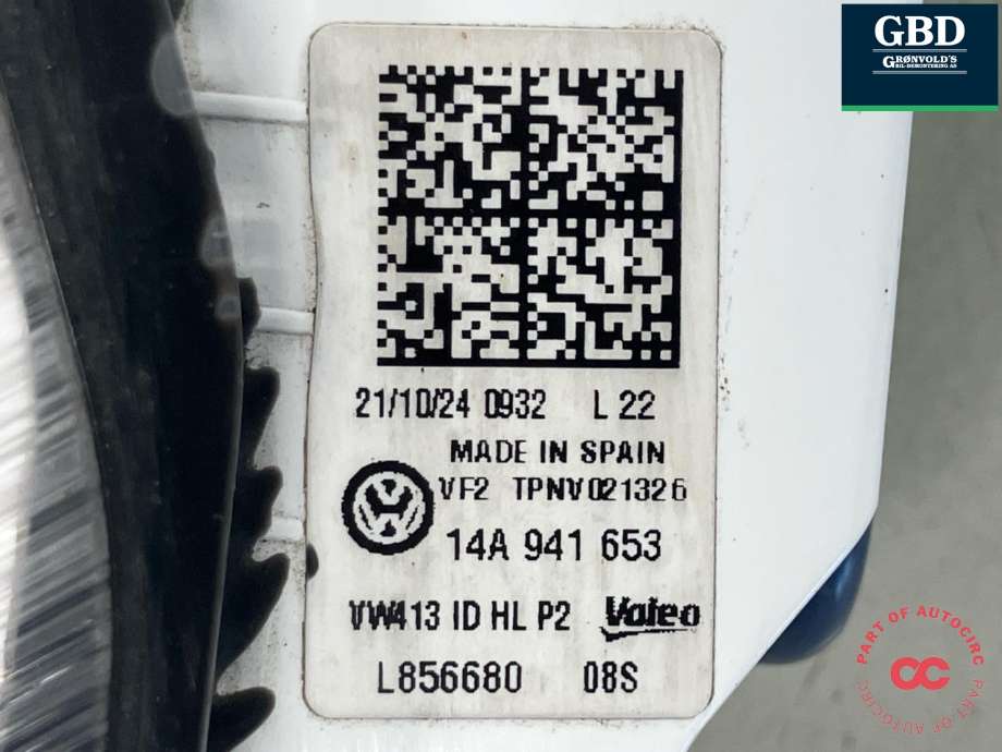 Frontlykt indre venstre til VW ID.7 2023-->> (VALEO|14A 941 653|L856680)