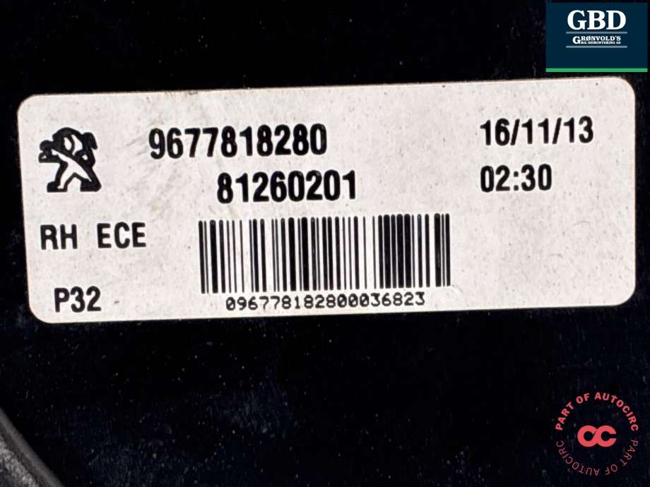 Baklykt høyre indre til Peugeot 308 2013-2021 (Type II) (96 778 182 80|)