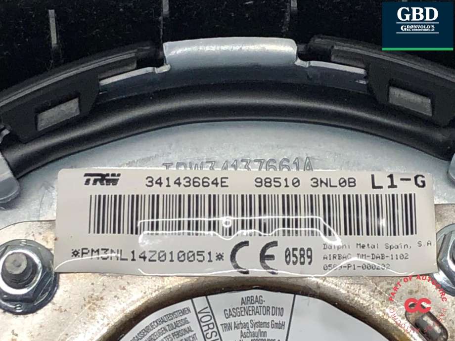 Airbag ratt til Nissan Leaf 2011-2017 (Type I)  (985103NL0B|)