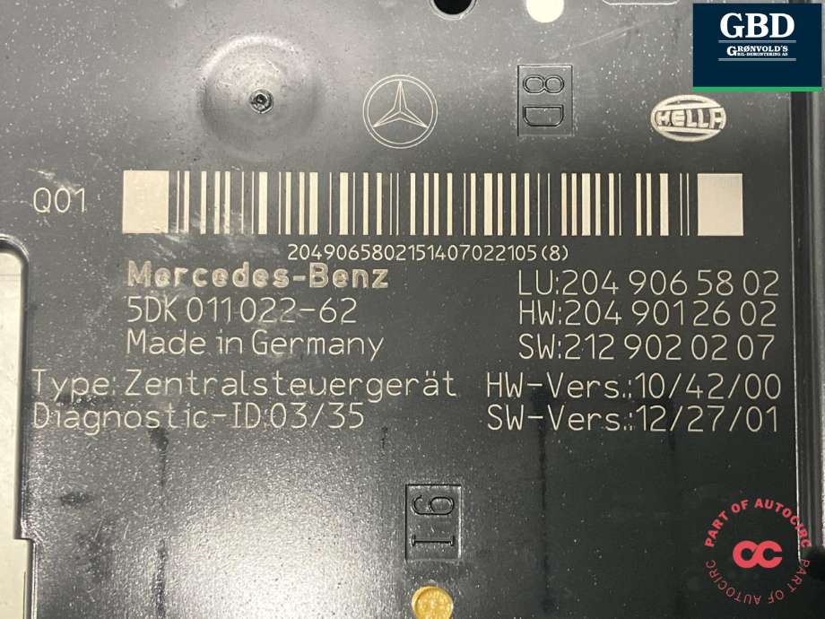 Sikringsboks bagasjerom til Mercedes GLK 2008-2015 (X204) (X204) (A 204 906 58 02|A 204 901 26 02|A 212 902 02 07)