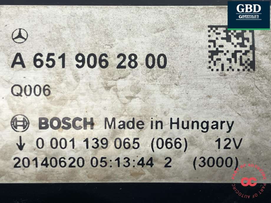 Starter diesel til Mercedes GLK 2008-2015 (X204) (X204) (BOSCH|A 651 906 28 00|A 651 906 43 00|A 651 906 24 00| 0 001 139 065)