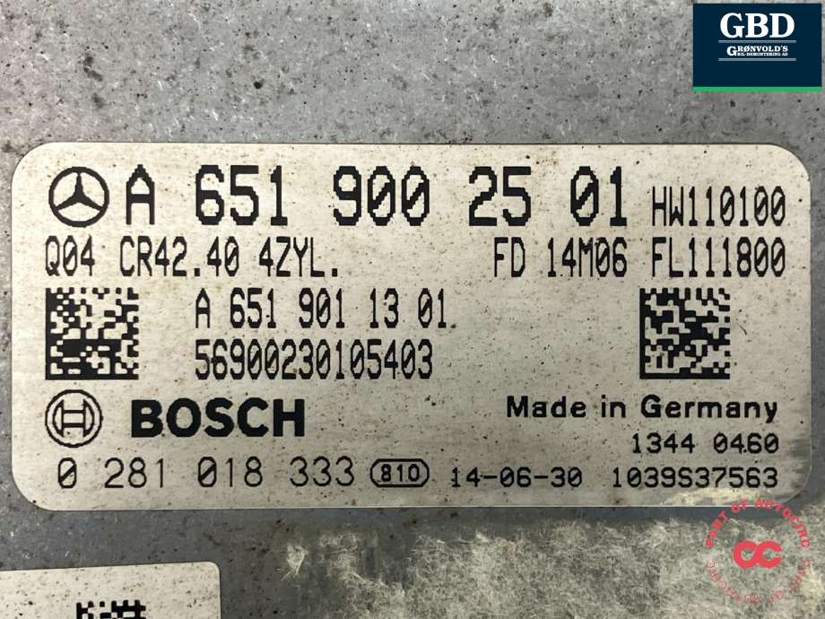 Styreenhet motor til Mercedes GLK 2008-2015 (X204) (X204) (BOSCH|A 651 900 25 01|A 651 901 13 01|0 281 018 333)